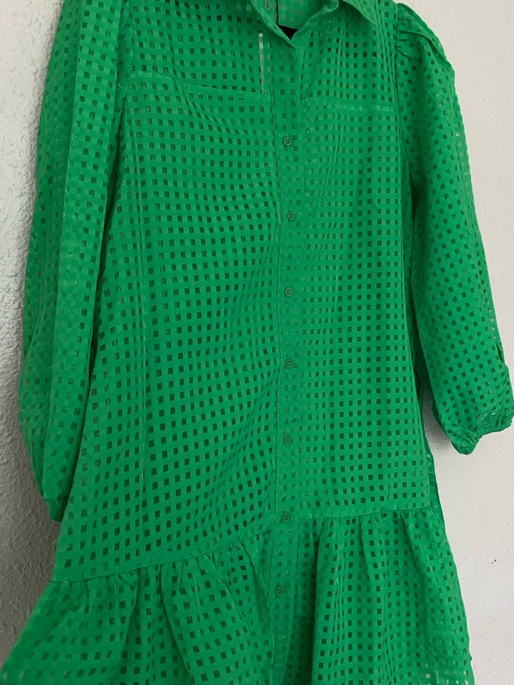 entro Green Eyelet Midi Shirt Dress - Picture 2 of 14
